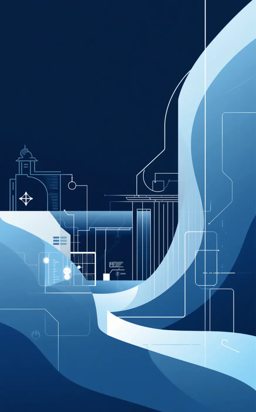 Composição arquitetônica em tons de azul